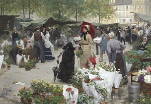 Le Marché des Fleurs [The Flower Market] [1880] by Victor Gabriel Gilbert [1847–1933]